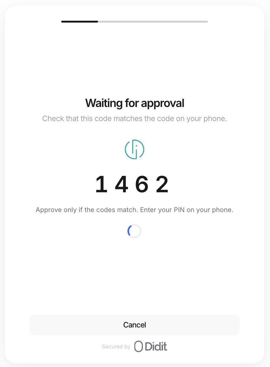 Smart-ID verification screen asking the person to compare the code on their phone